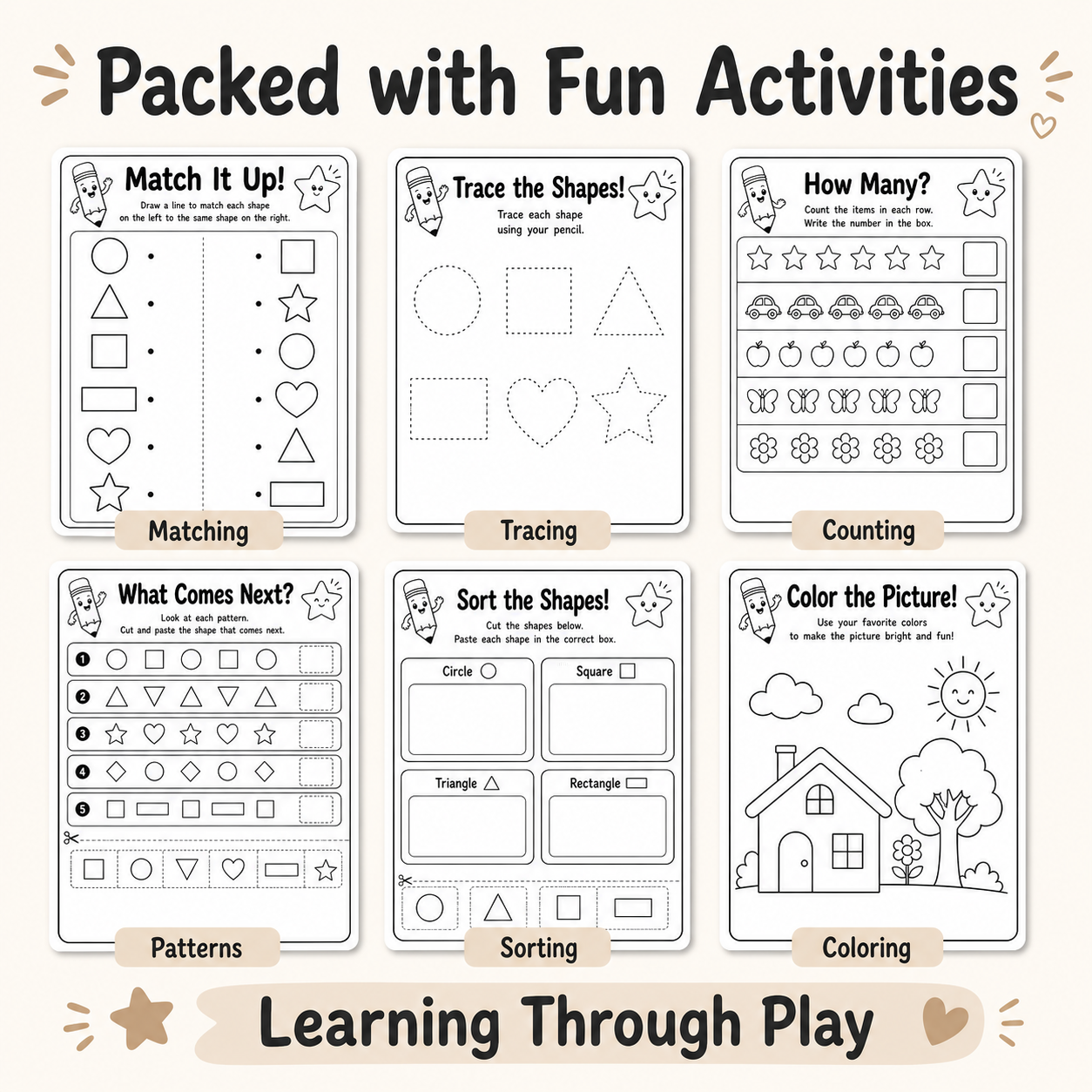 Shapes Made Easy! 20 Printable Coloring Worksheets for Ages 3–6