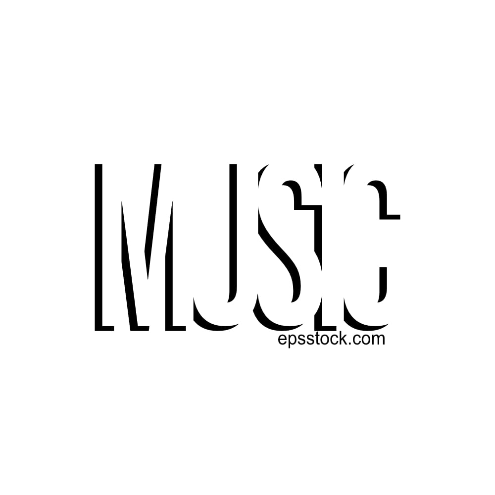 The inscription 'music', black isolated vector silhouette