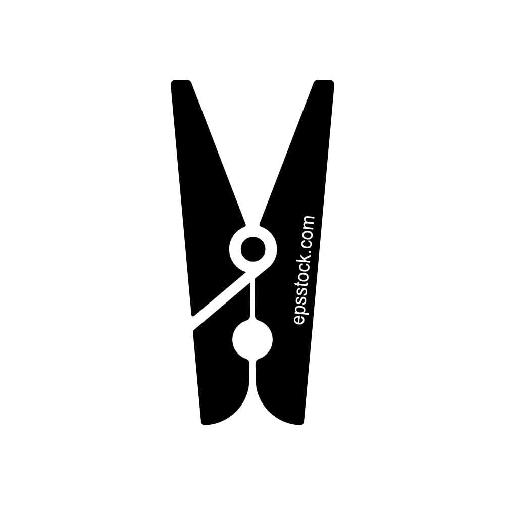 wooden clothespin, black isolated vector silhouette