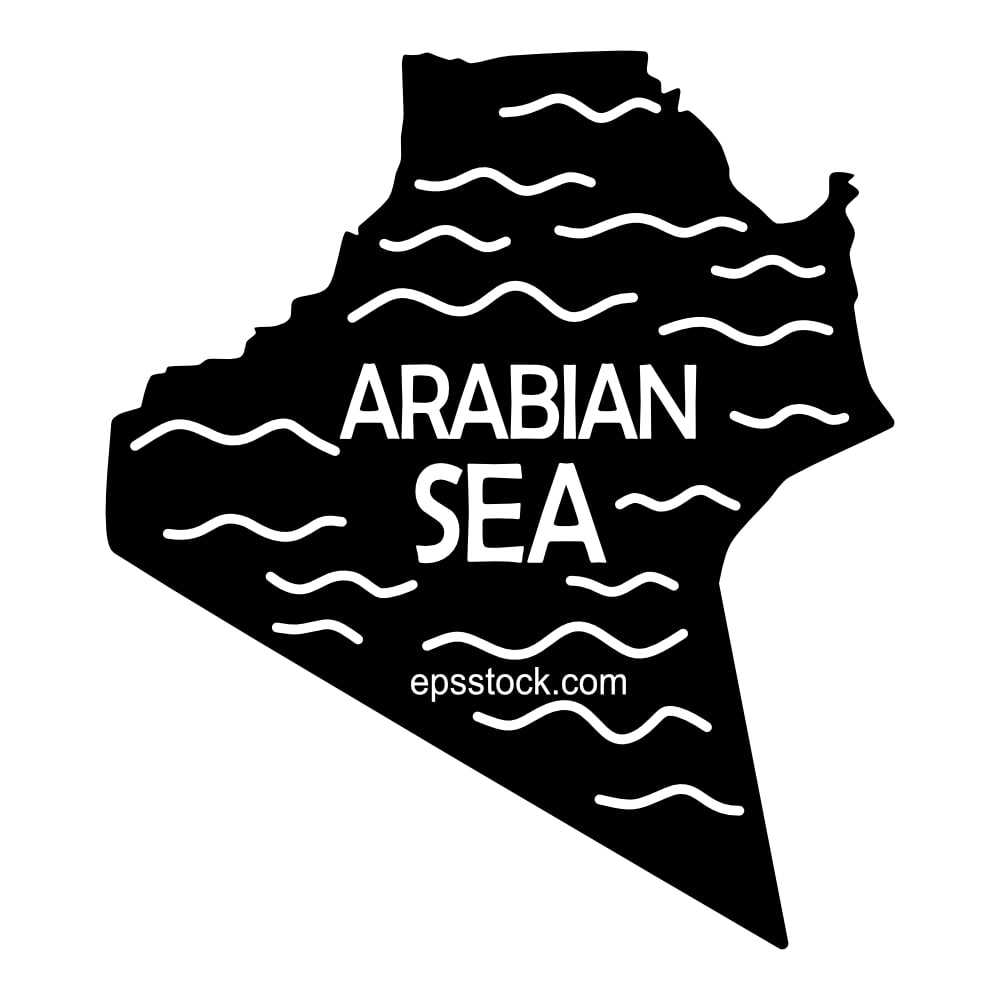 arabian sea, black isolated vector silhouett