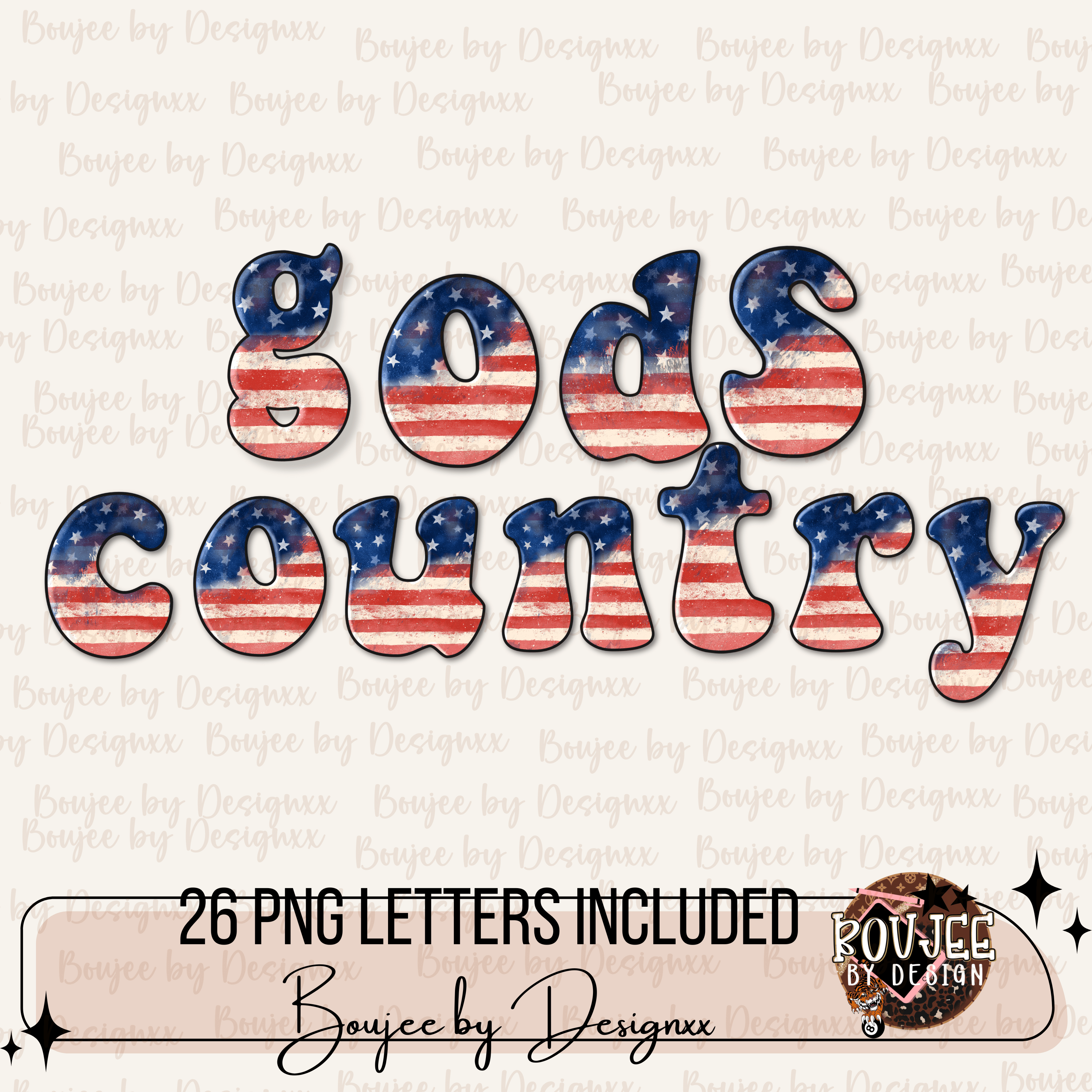 God’s Country USA Bubble Alphabet PNG | Patriotic Letter Set | 4th of ...