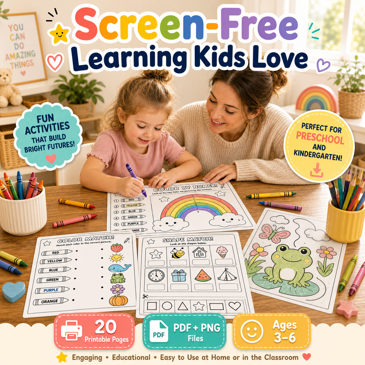 Colors Made Fun! 20 Printable Coloring Worksheets for Ages 3–6