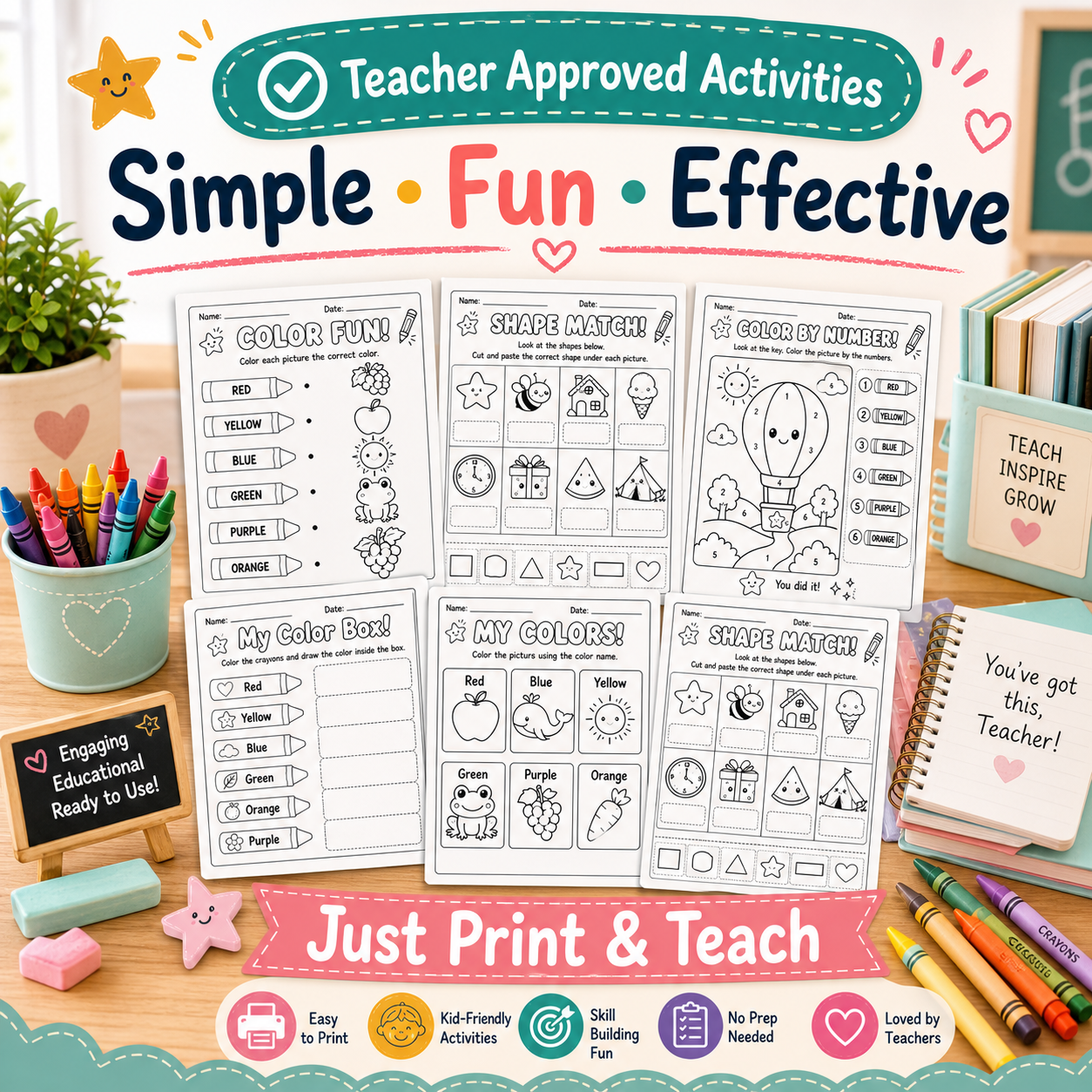 Colors Made Fun! 20 Printable Coloring Worksheets for Ages 3–6