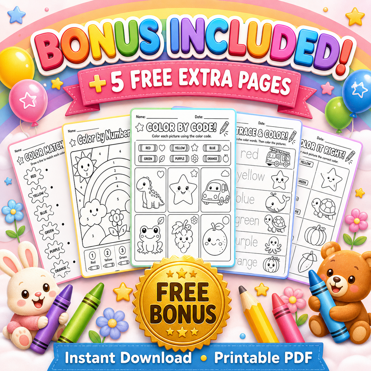 Colors Made Fun! 20 Printable Coloring Worksheets for Ages 3–6