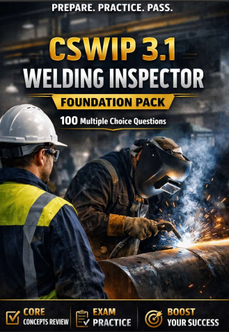 CSWIP 3.1 Welding Inspector Foundation Pack – beginner exam preparation with 100 MCQ, welding inspection basics and practice questions