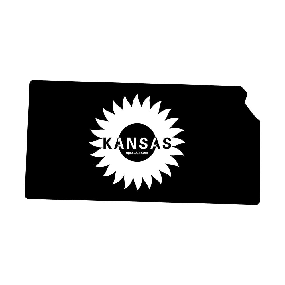 Kansas state symbol, black isolated vector silhouette