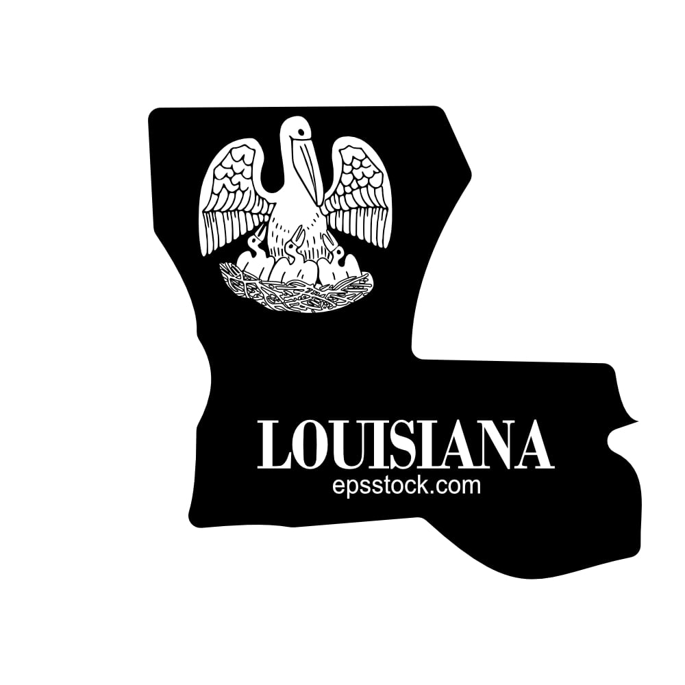 Louisiana state symbol, black isolated vector silhouette