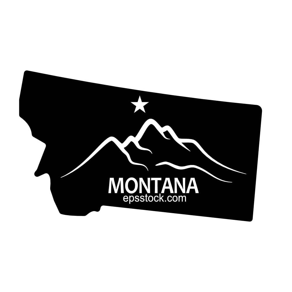 Montana state symbol, black isolated vector silhouette