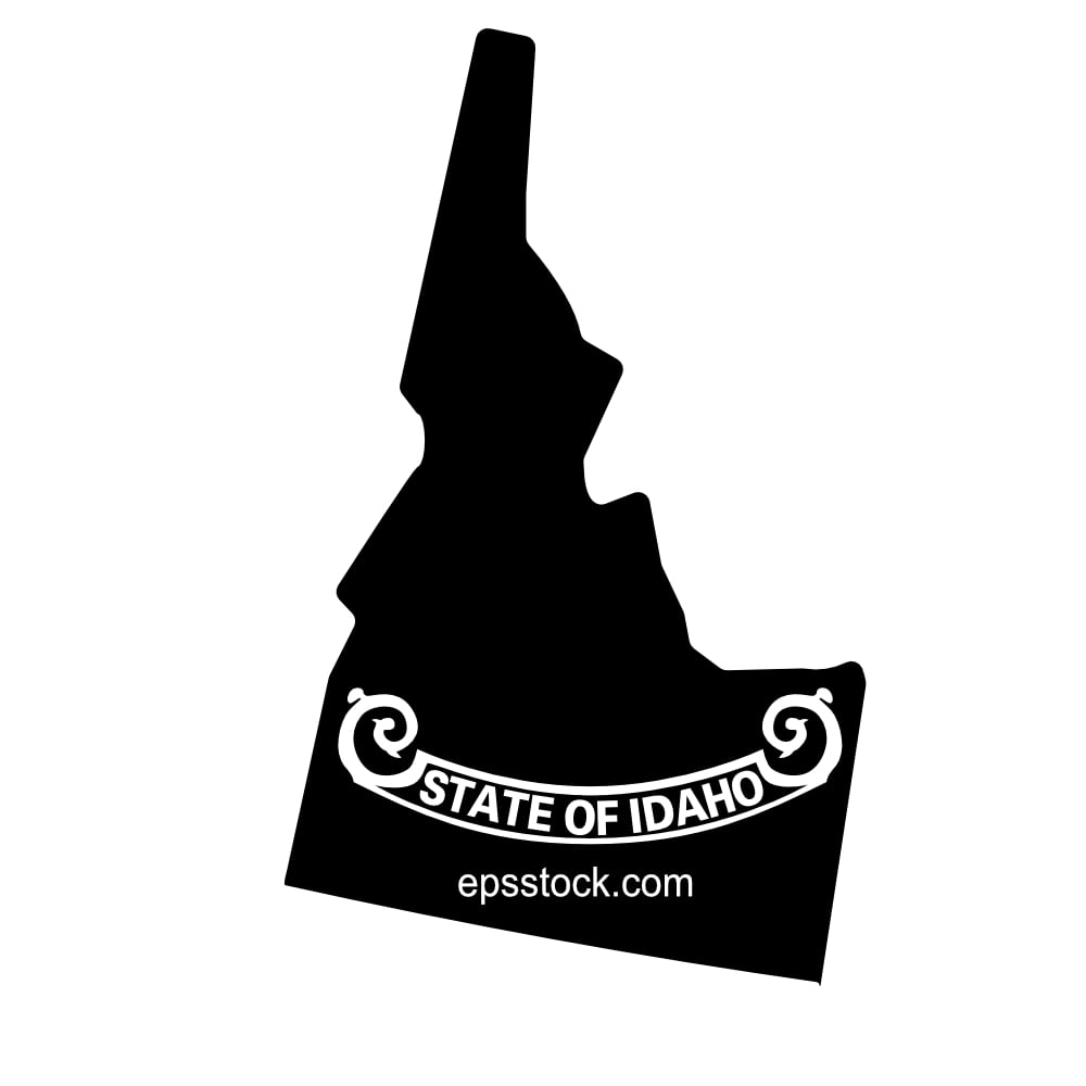 Idaho state symbol, black isolated vector silhouette