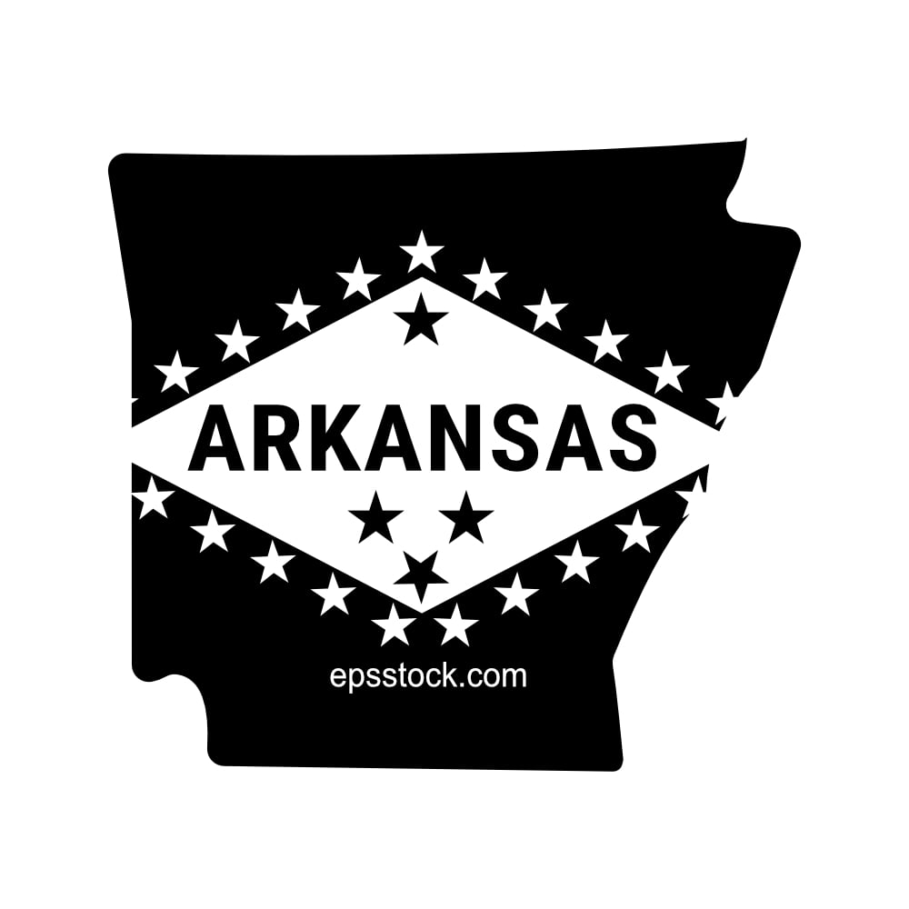 Arkansas state , black isolated vector silhouette