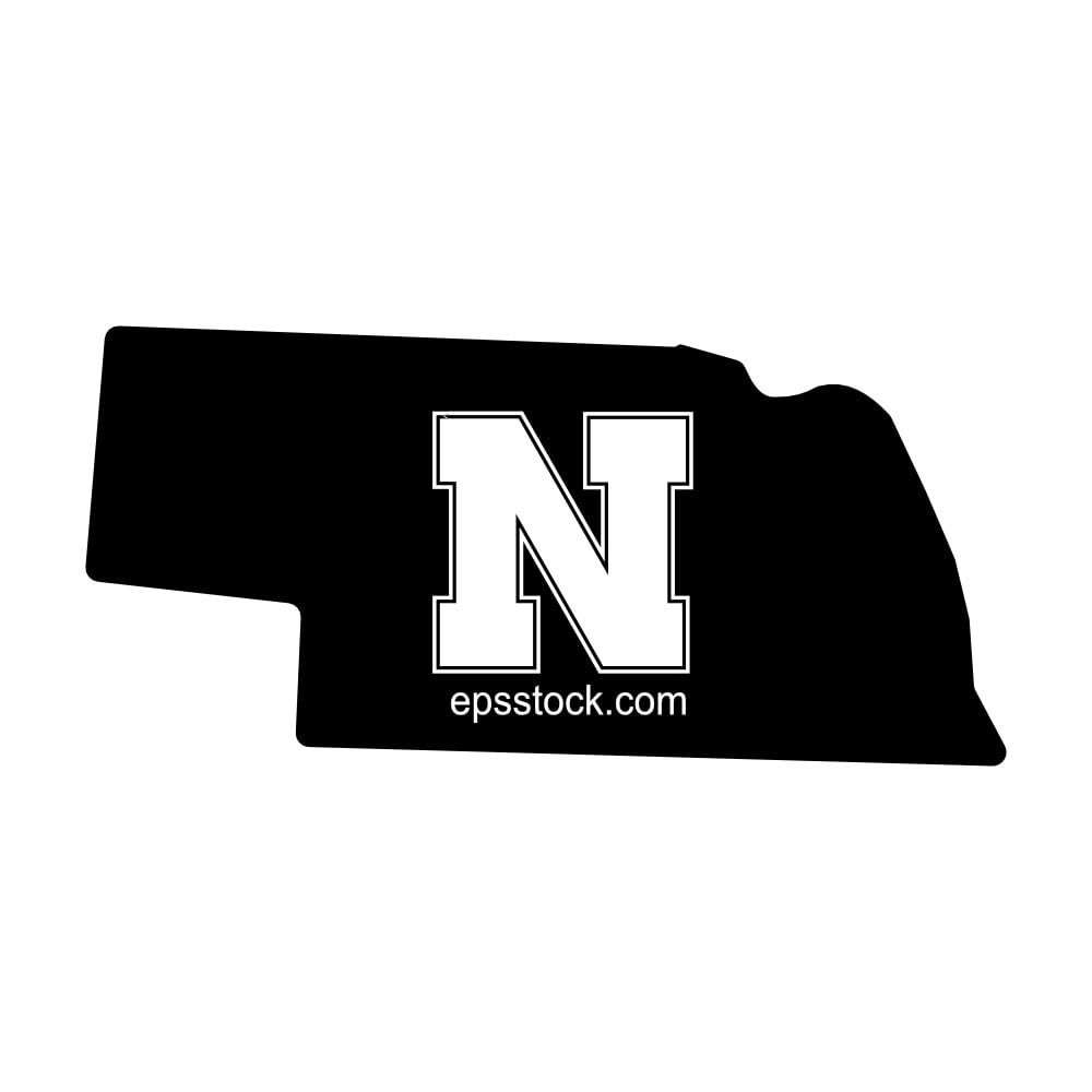 Nebraska state , black isolated vector silhouette