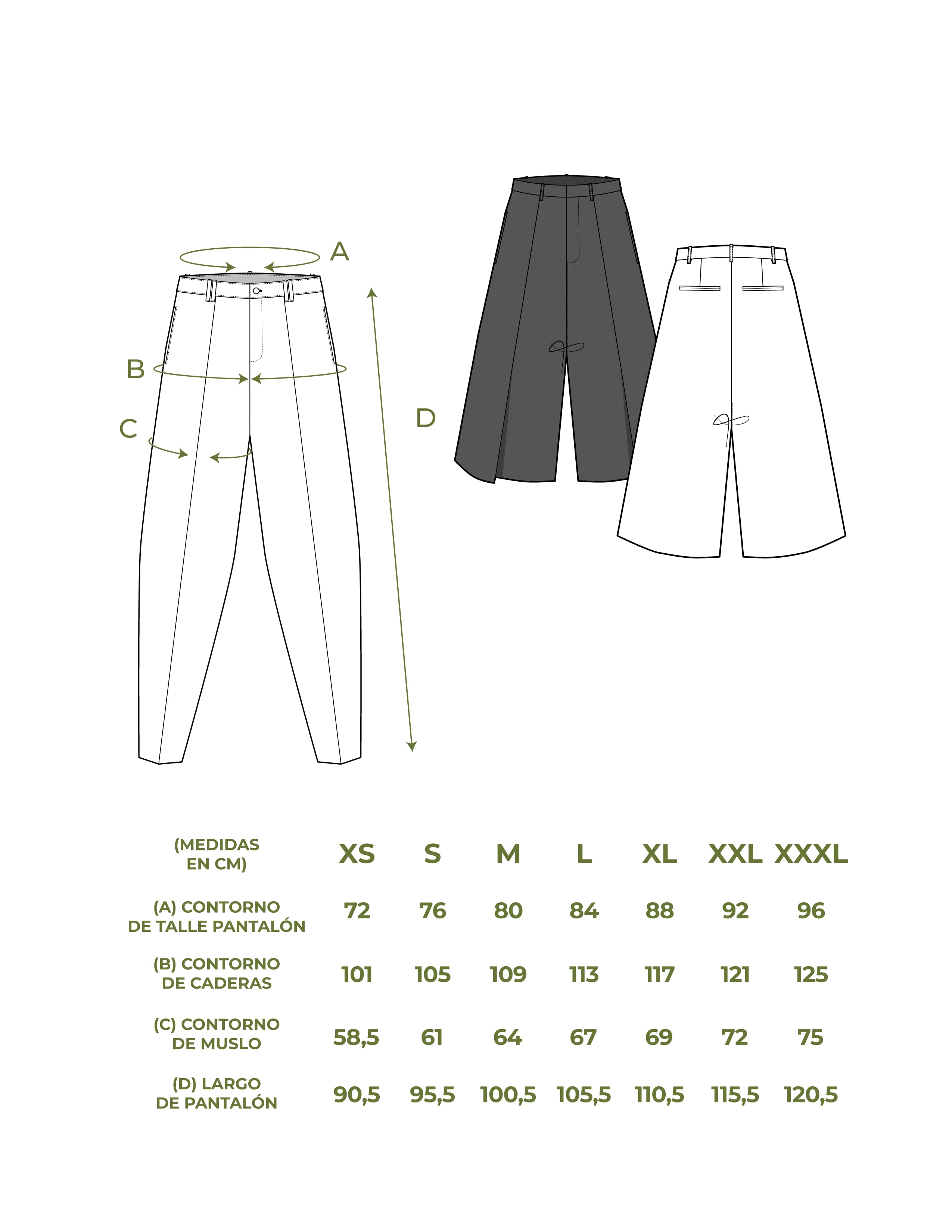 dibujo, técnico, tabla, tallas, multitalla, short, ropa, pantalones