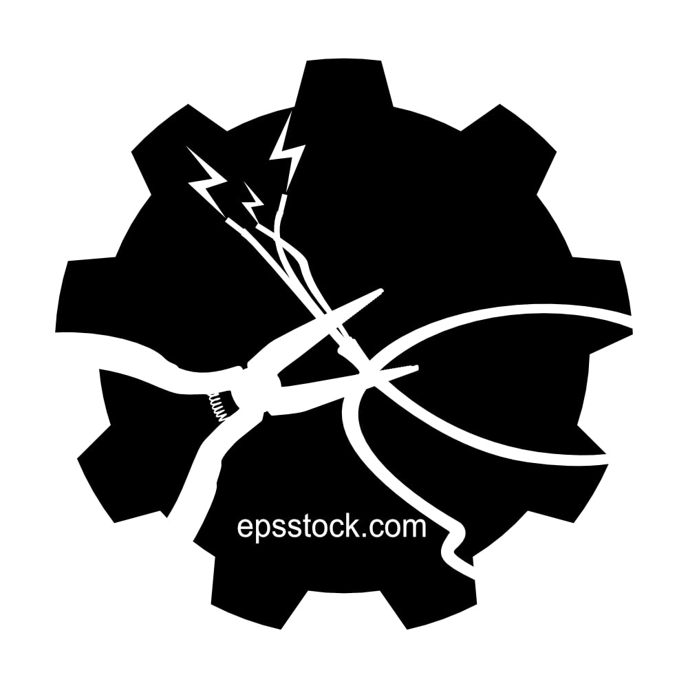 Electrician repair, black isolated vector silhouette