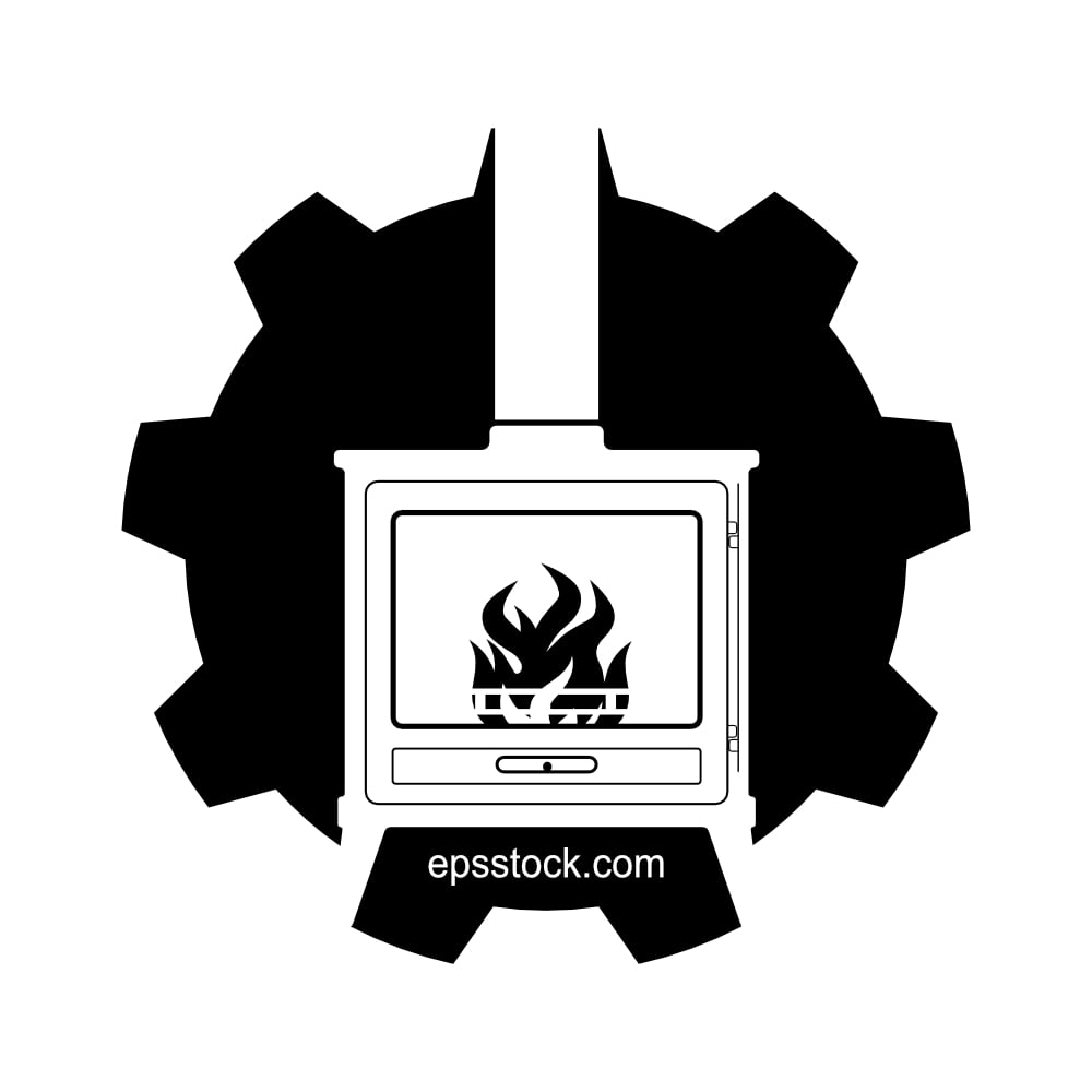 Stove repair, black isolated vector silhouette