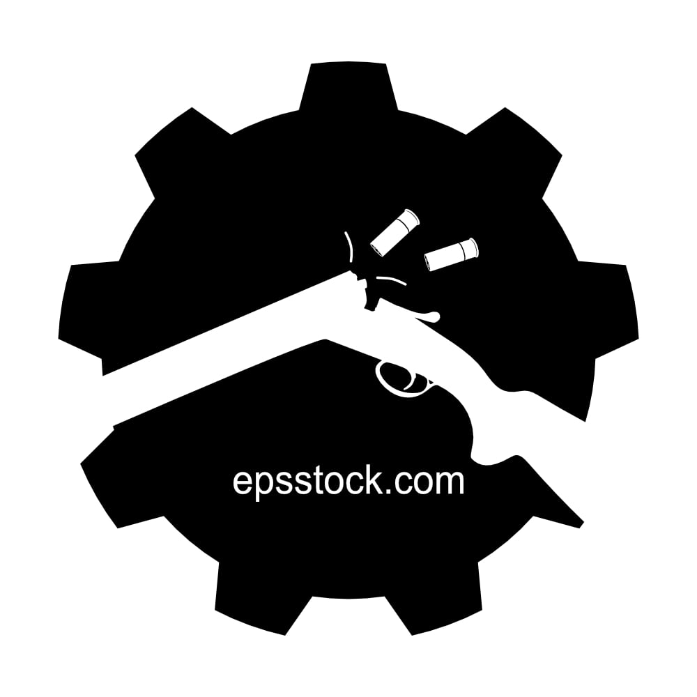 Hunting weapon repair, black isolated vector silhouette