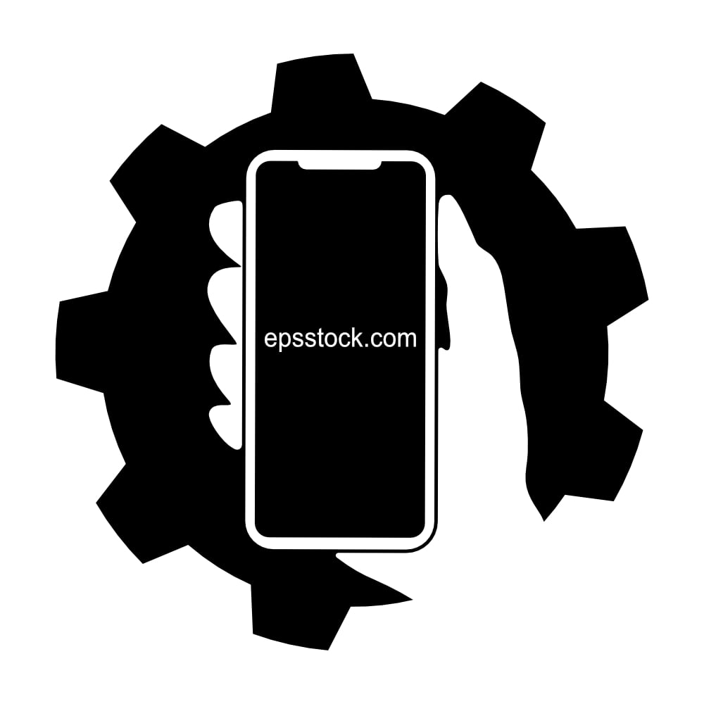 smartphone repair, black isolated vector silhouette