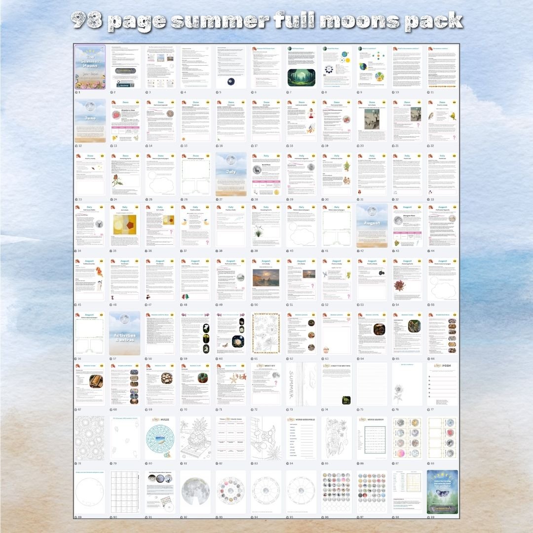 Preview of the Summer Moons Pack pages | Dartmoor Kin