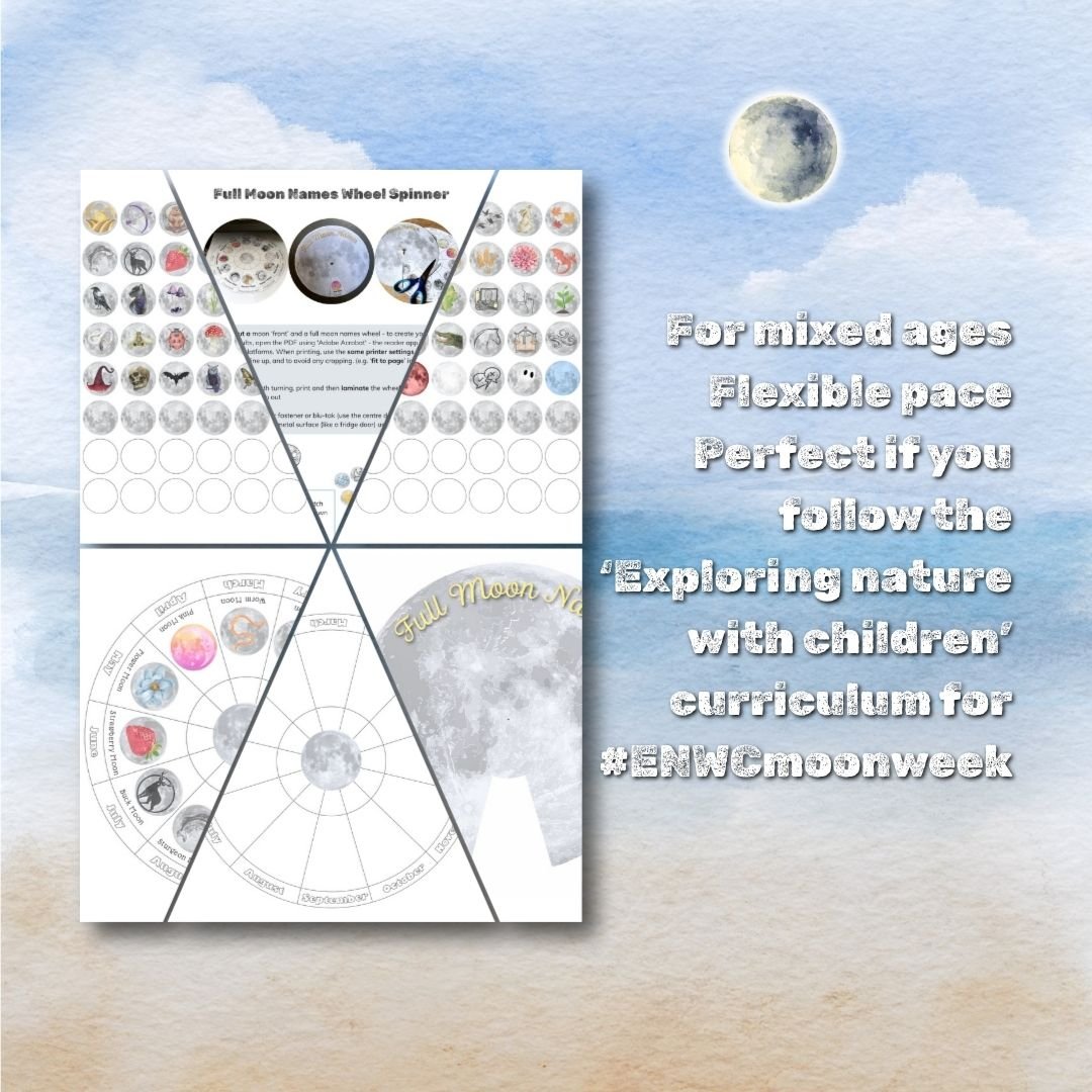 Full Moon Names Spinner craft | #ENWCMoonWeek #ENWC exploring nature with children curriculum resource | Dartmoor Kin