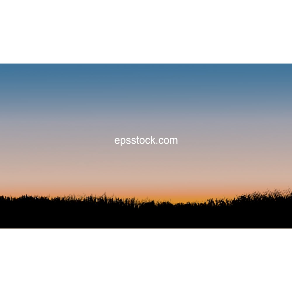 Steppe at sunset, color vector illustration