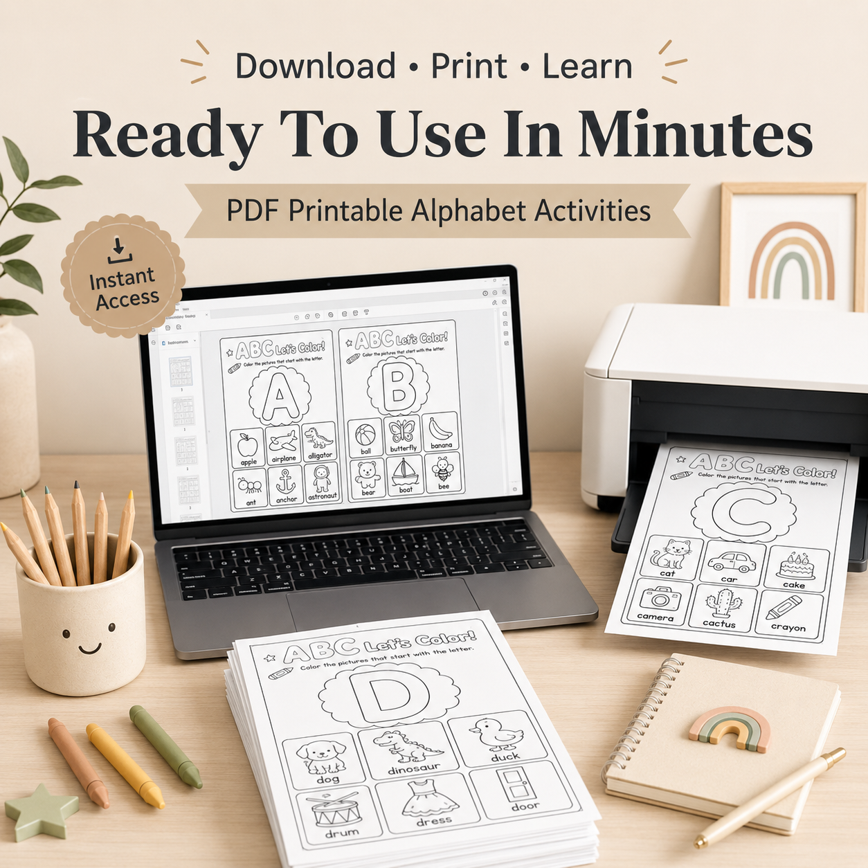 ABC Let’s Color! Printable Alphabet Coloring Worksheets for Kids Ages 3–6 | Learn Letters A–Z the Fun Way