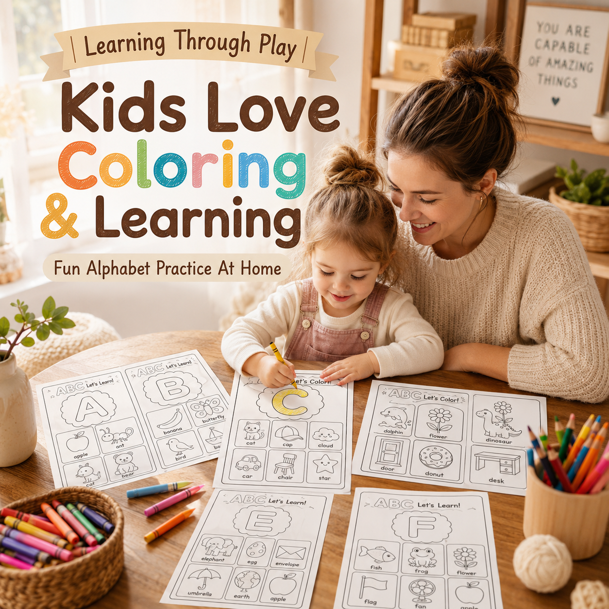 ABC Let’s Color! Printable Alphabet Coloring Worksheets for Kids Ages 3–6 | Learn Letters A–Z the Fun Way