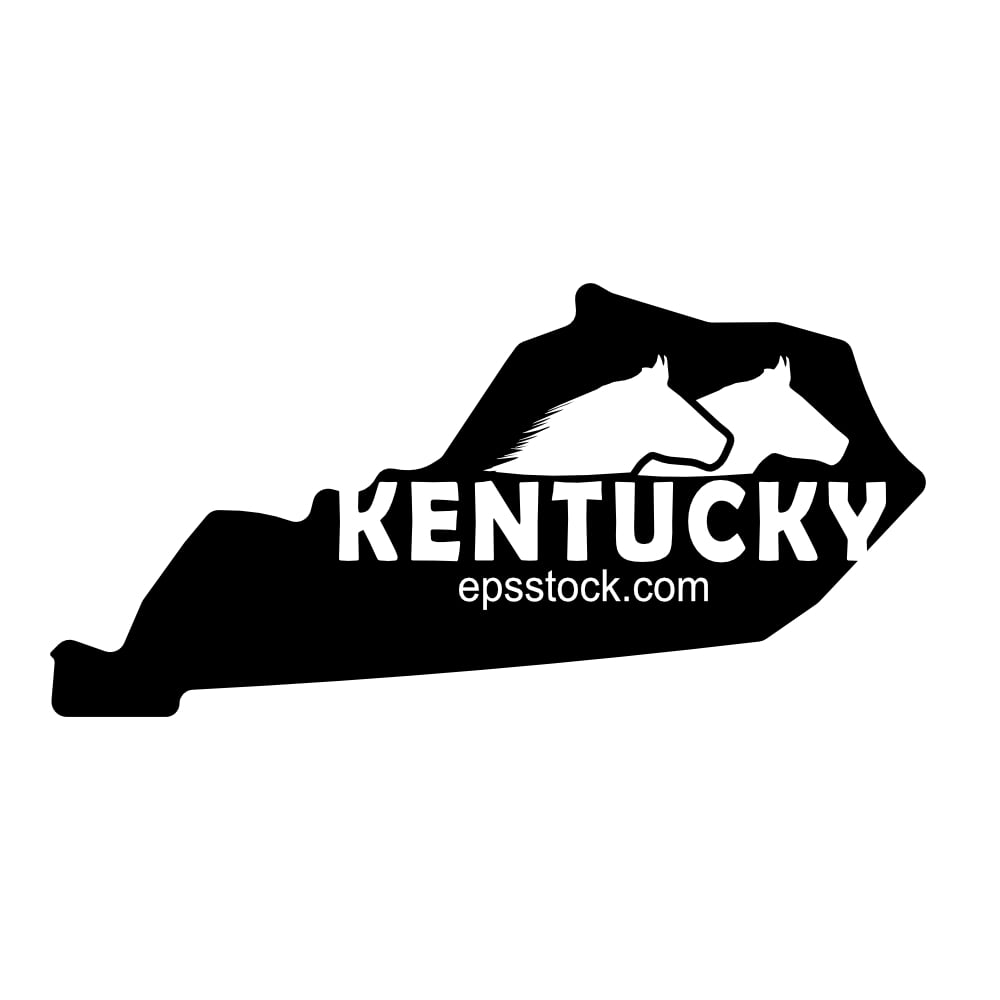 Kentucky state symbol, a black isolated vector silhouette