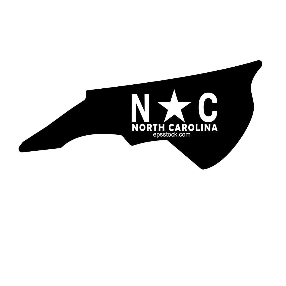 North Carolina state symbol, a black isolated vector silhouette