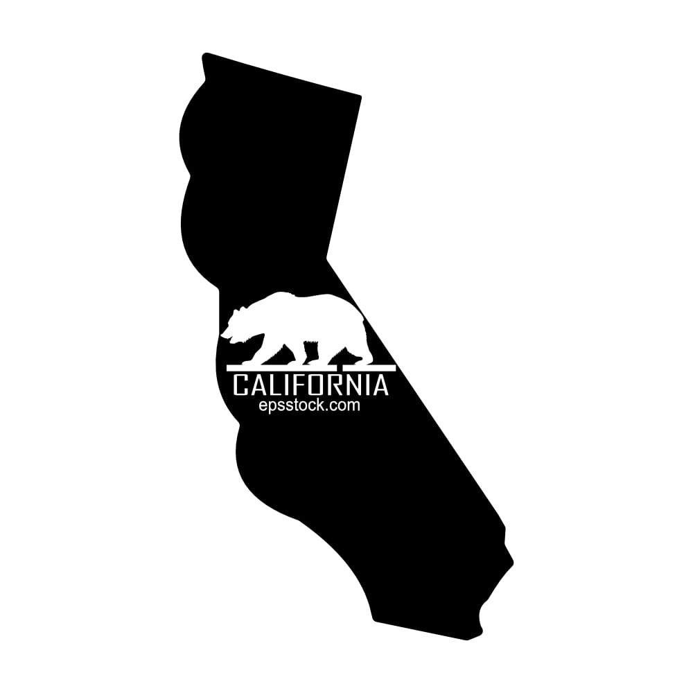 California state symbol, a black isolated vector silhouette
