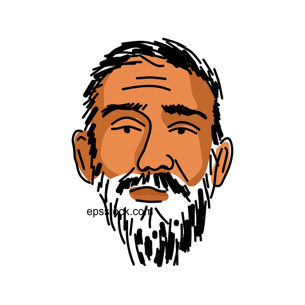 brutal man portrait, color vector illustration