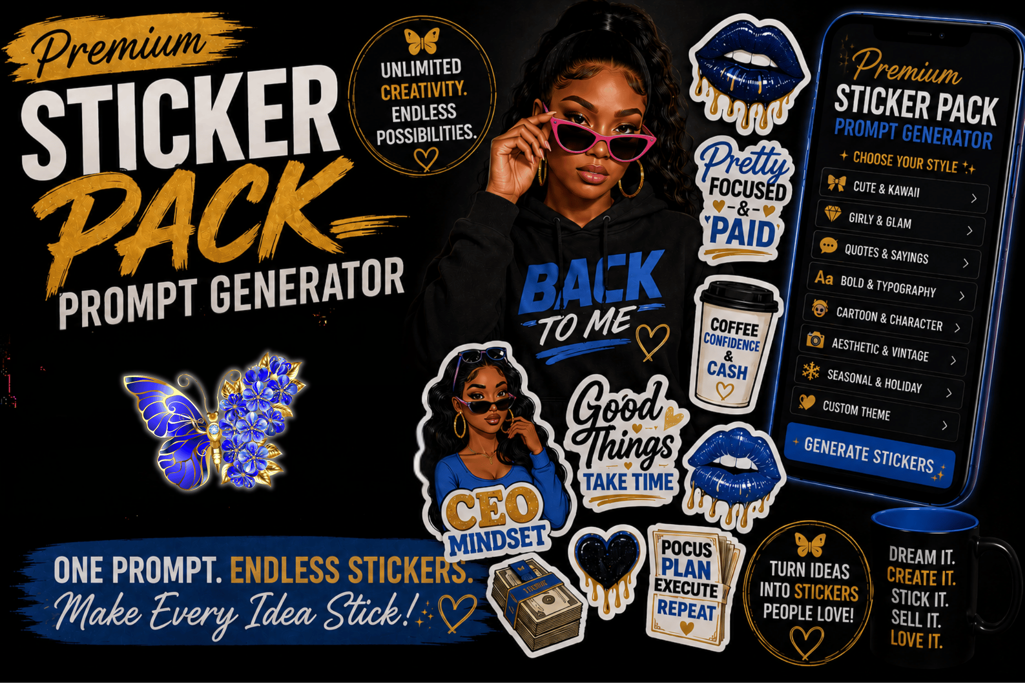 Premium Sticker Pack Prompt Generator App