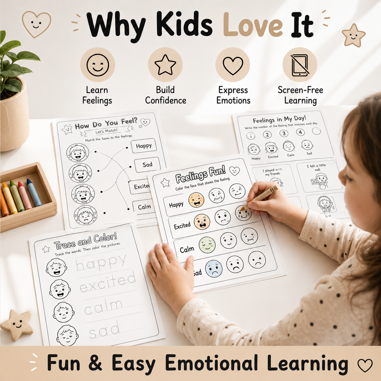 Emotions Made Easy! – 25 Printable Feelings Activities for Kids Ages 3–6 | PDF + PNG Bundle + 2 FREE Bonus Activities