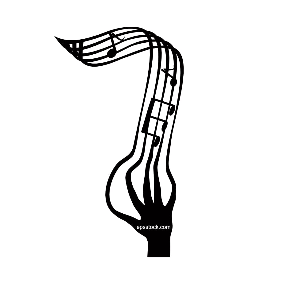 music from fingers, black isolated vector silhouette