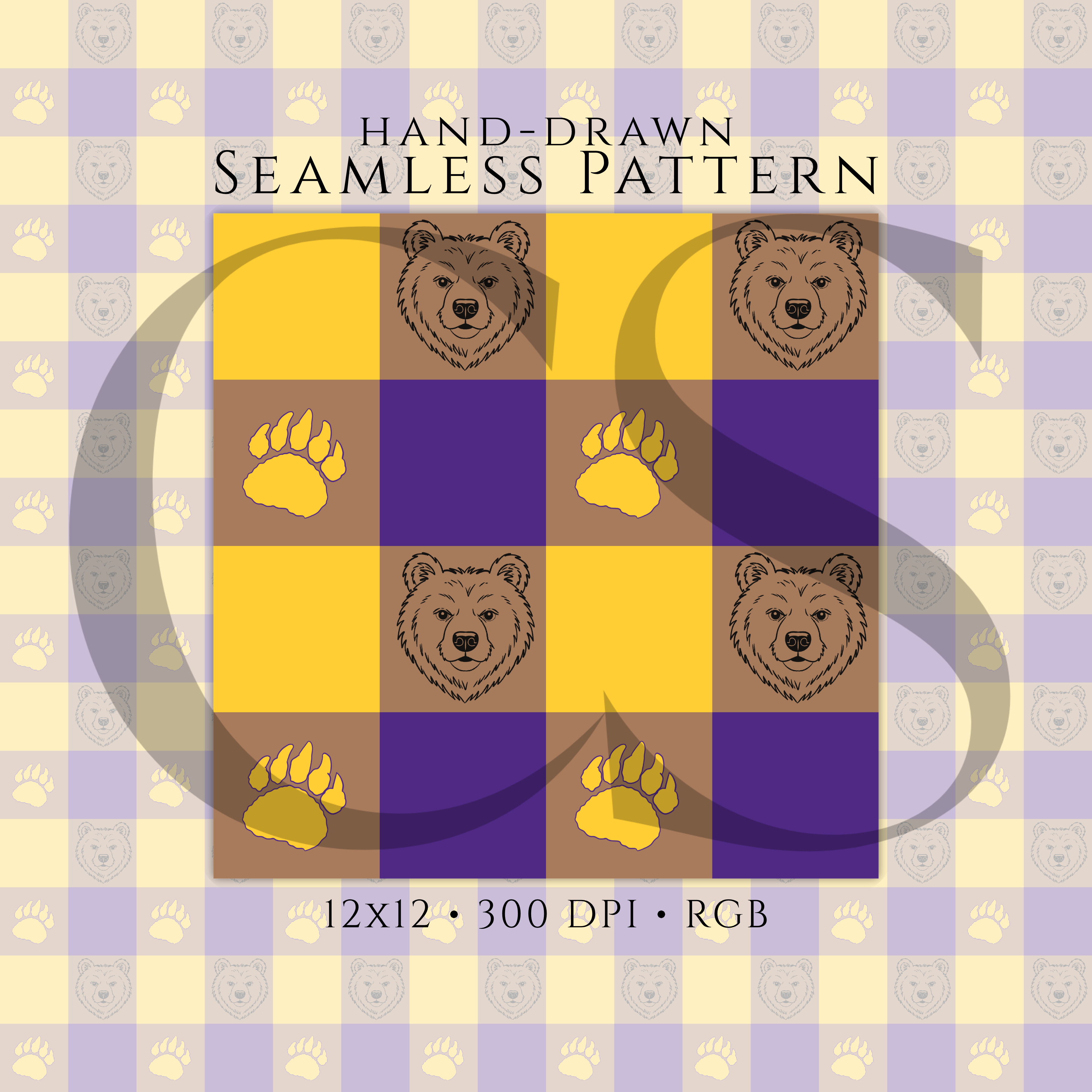 Bryan Pattern Bryan Golden Bears Seamless Pattern PNG, Purple Gold Buffalo Plaid ...