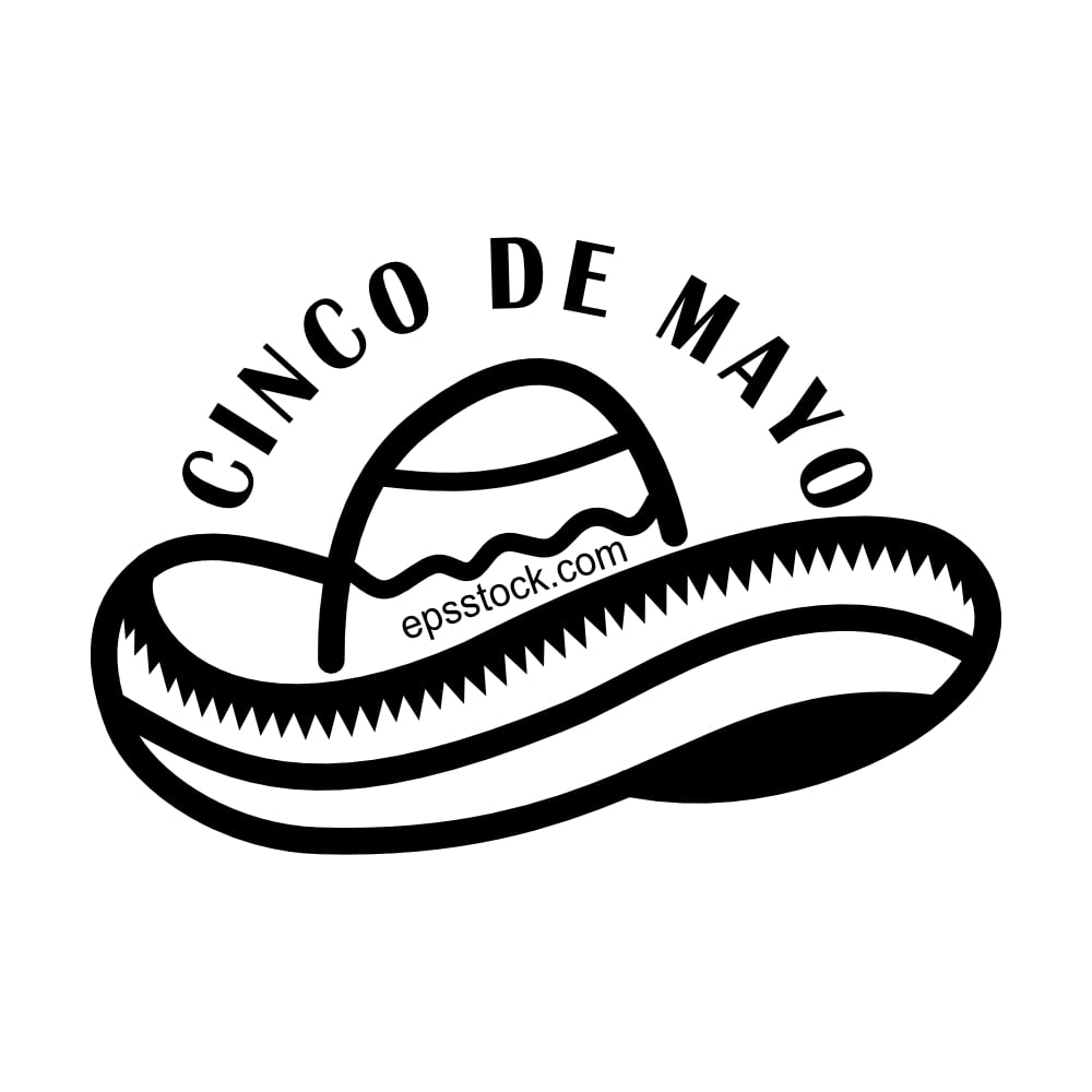 Cinco De Mayo, black isolated vector silhouette