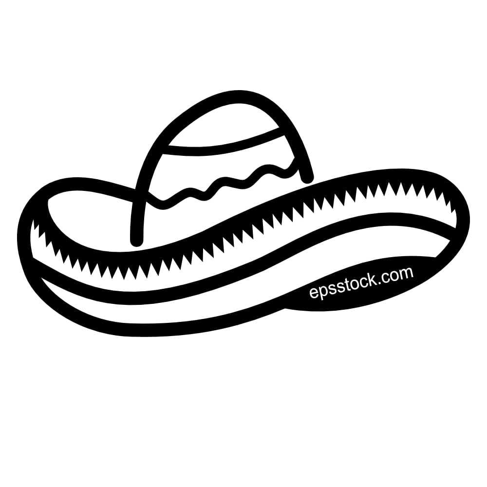 Mexican Sombrero symbol, black isolated vector silhouette