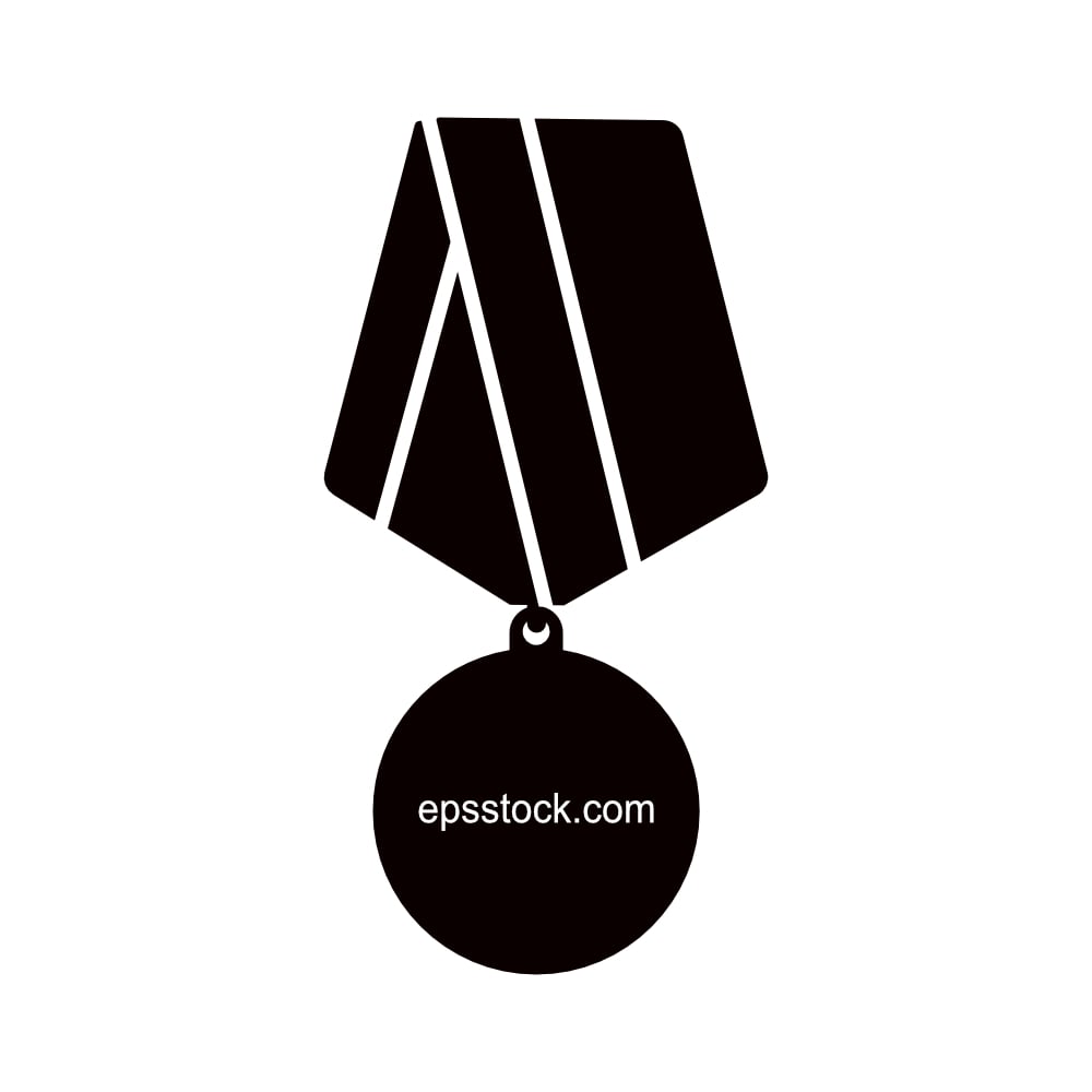 Military medal, black isolated vector silhouette