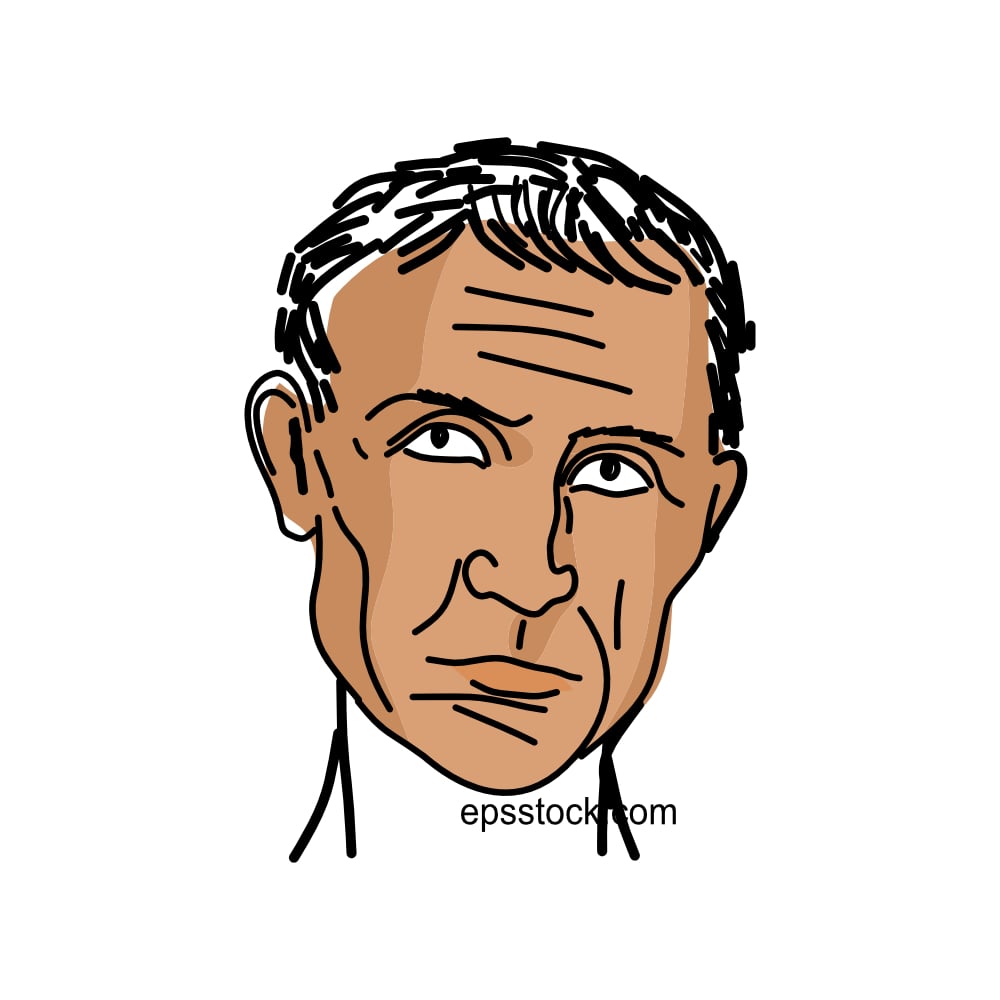 Pontius Pilate portrait, color vector illustration