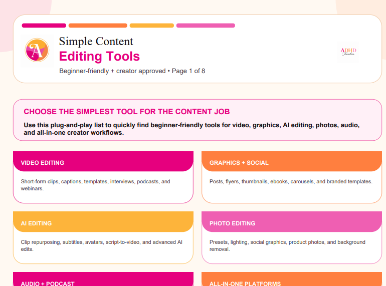 Simple Content editing tools checklist - Payhip