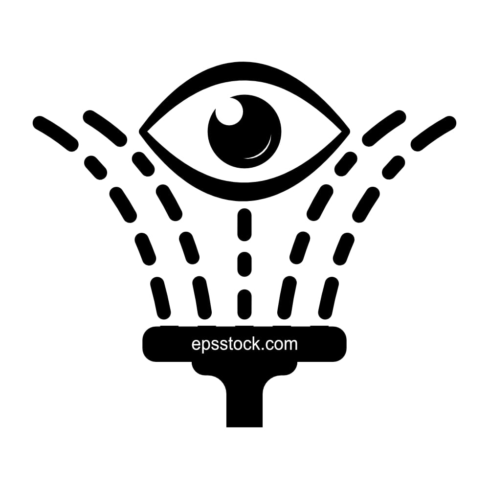 Emergency eye wash, black isolated vector silhouette