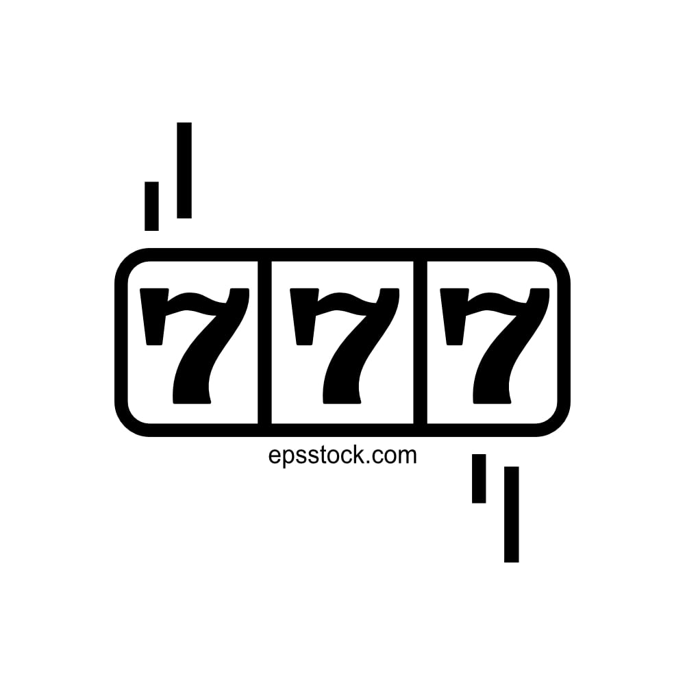 Casino slot machine symbol, black isolated vector silhouette