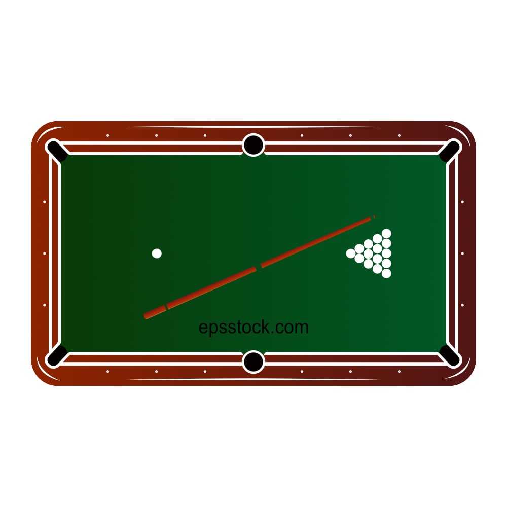 Pool Table Top view, color vector illustration