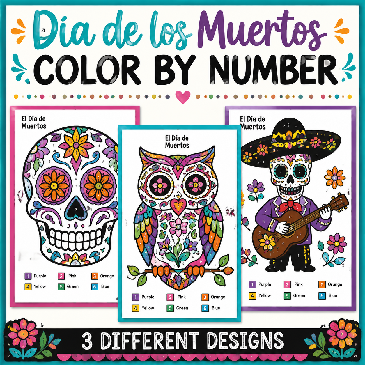 El Día de los Muertos Day of the Dead Activities Spanish Coloring By Number