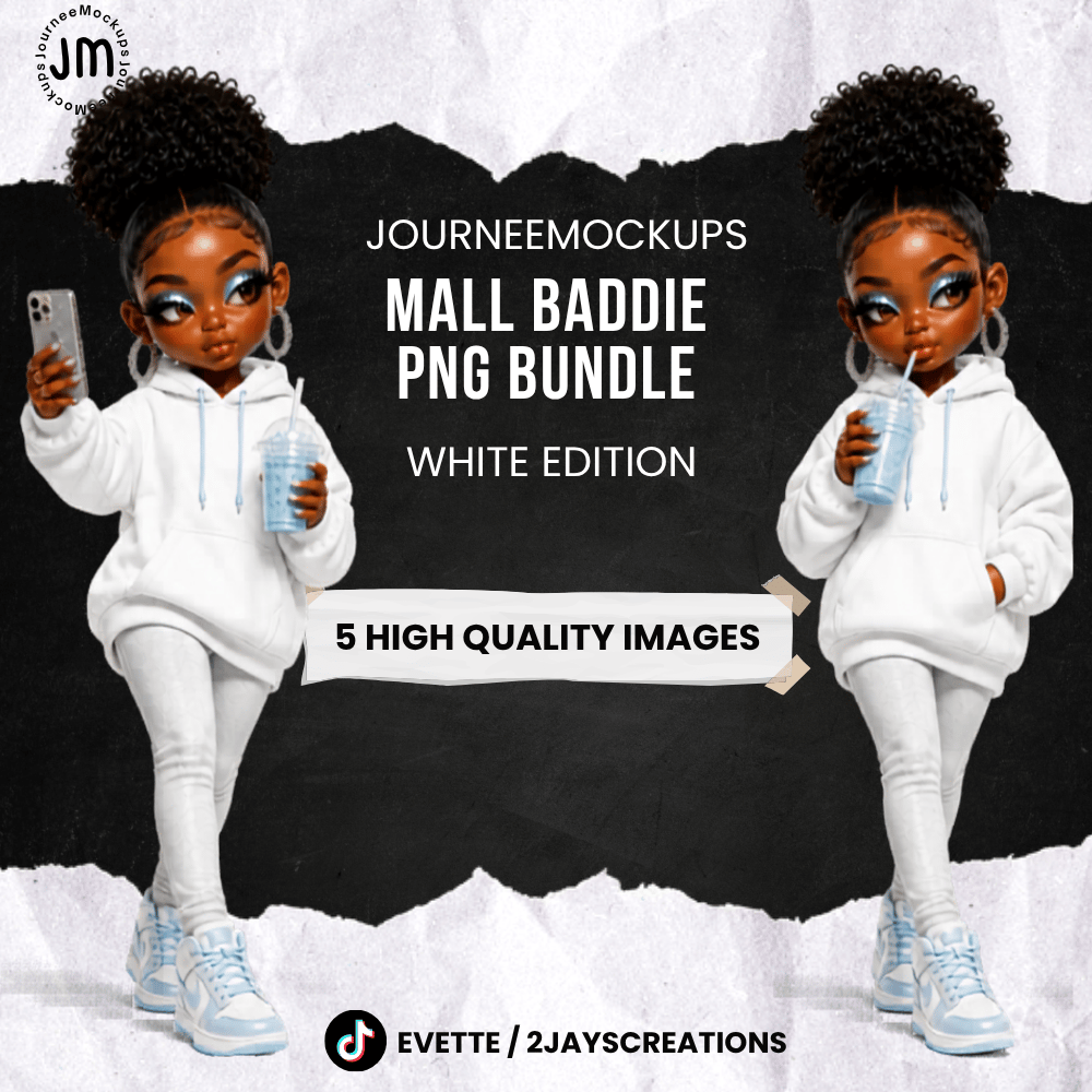 Mall Baddie PNG Bundle | White Edition Chibi Clipart - Payhip