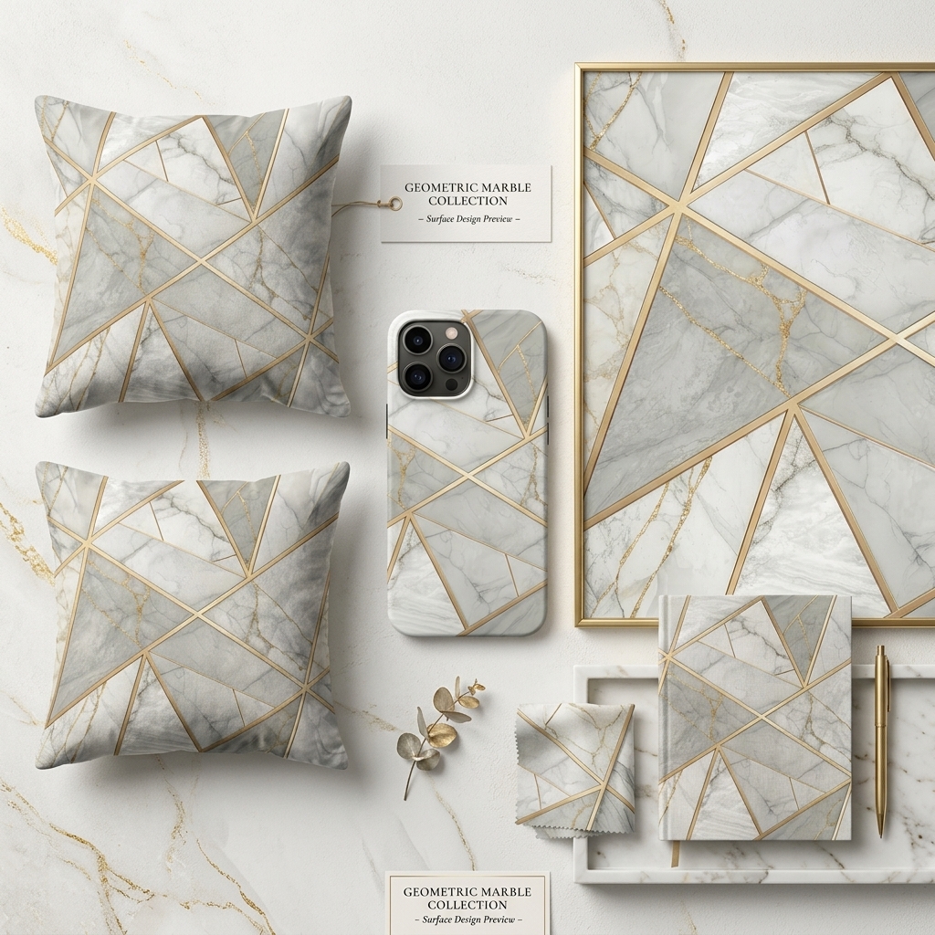 Luxury White Marble Geometric Seamless Pattern Gold Line Abstract Stone Texture for Wallpaper and Interior Panels