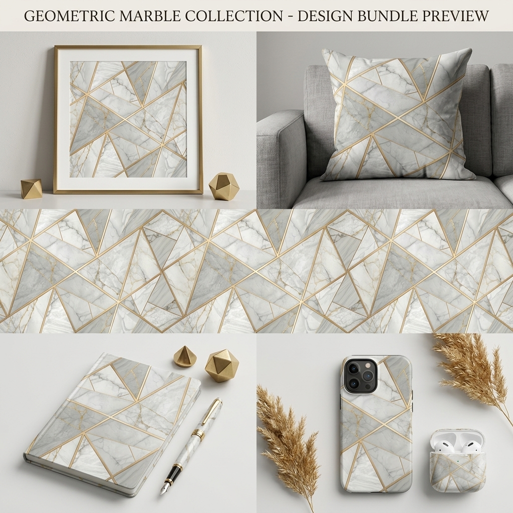Luxury White Marble Geometric Seamless Pattern Gold Line Abstract Stone Texture for Wallpaper and Interior Panels