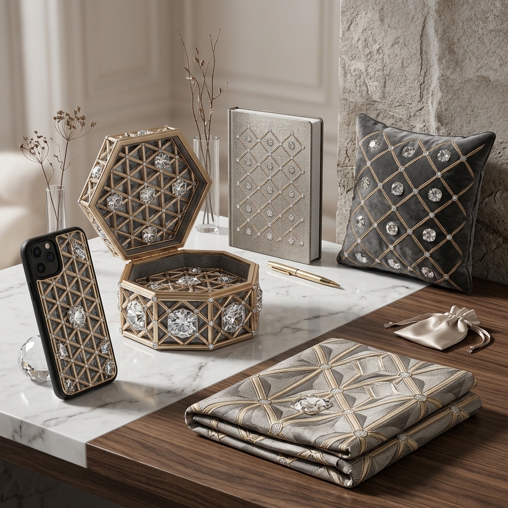 Luxury Diamond Geometric Seamless Pattern Gold Lattice Crystal Texture for Wallpaper and Interior Panels