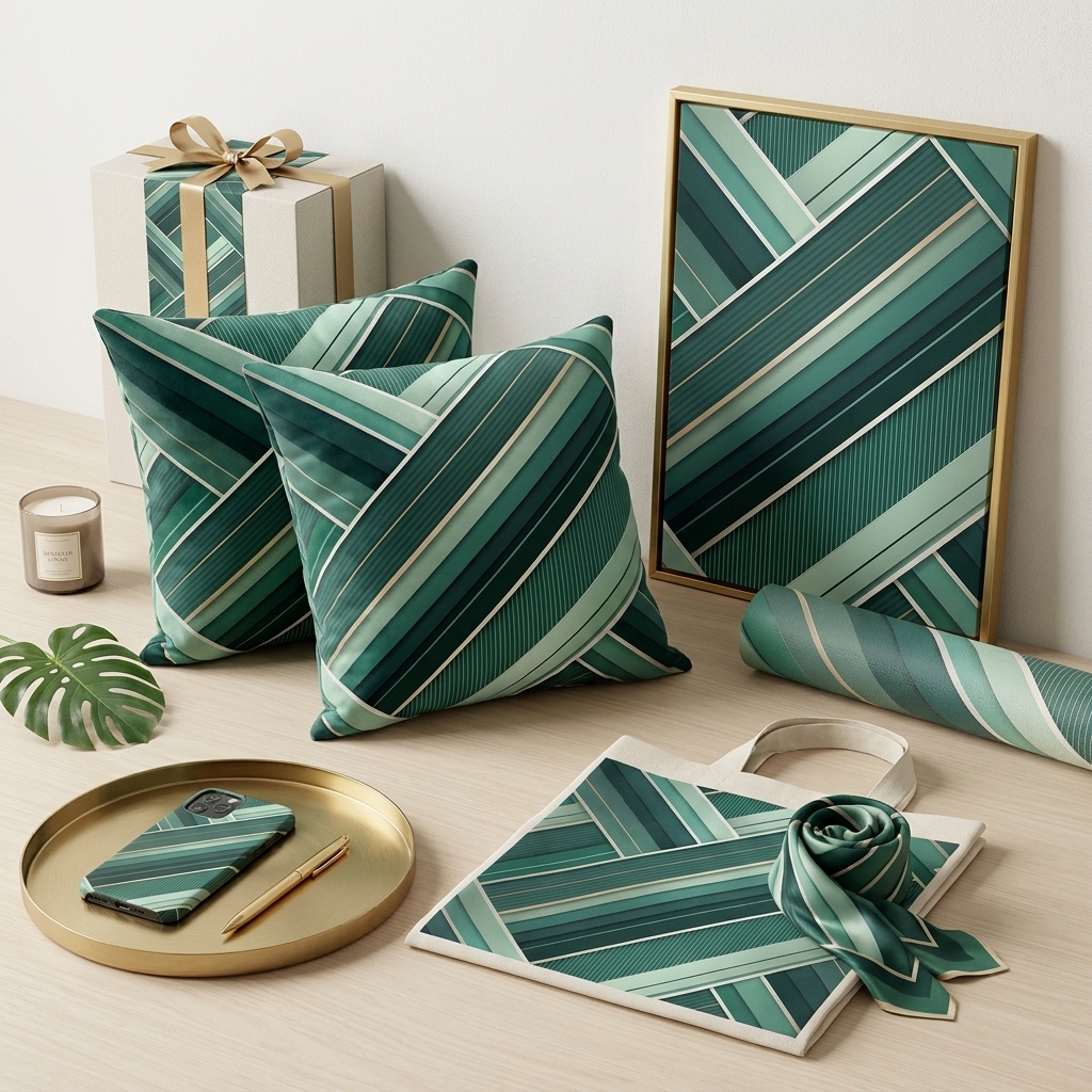 Modern Emerald Green Geometric Seamless Pattern Abstract Linear Architecture Texture for Wallpaper and Prints