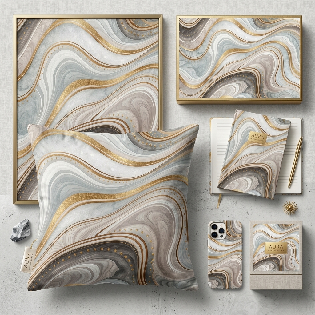 Luxury White Gray Gold Marble Agate Seamless Pattern Abstract Fluid Wave Texture for Wallpaper and Prints