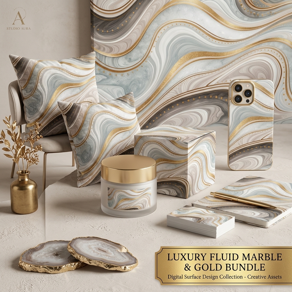 Luxury White Gray Gold Marble Agate Seamless Pattern Abstract Fluid Wave Texture for Wallpaper and Prints