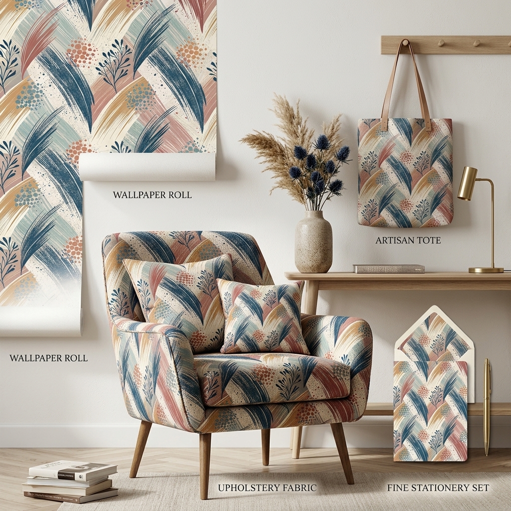 Modern Tropical Palm Leaf Seamless Pattern Abstract Teal Coral Beige Botanical Wallpaper Texture for Fabric and Prints